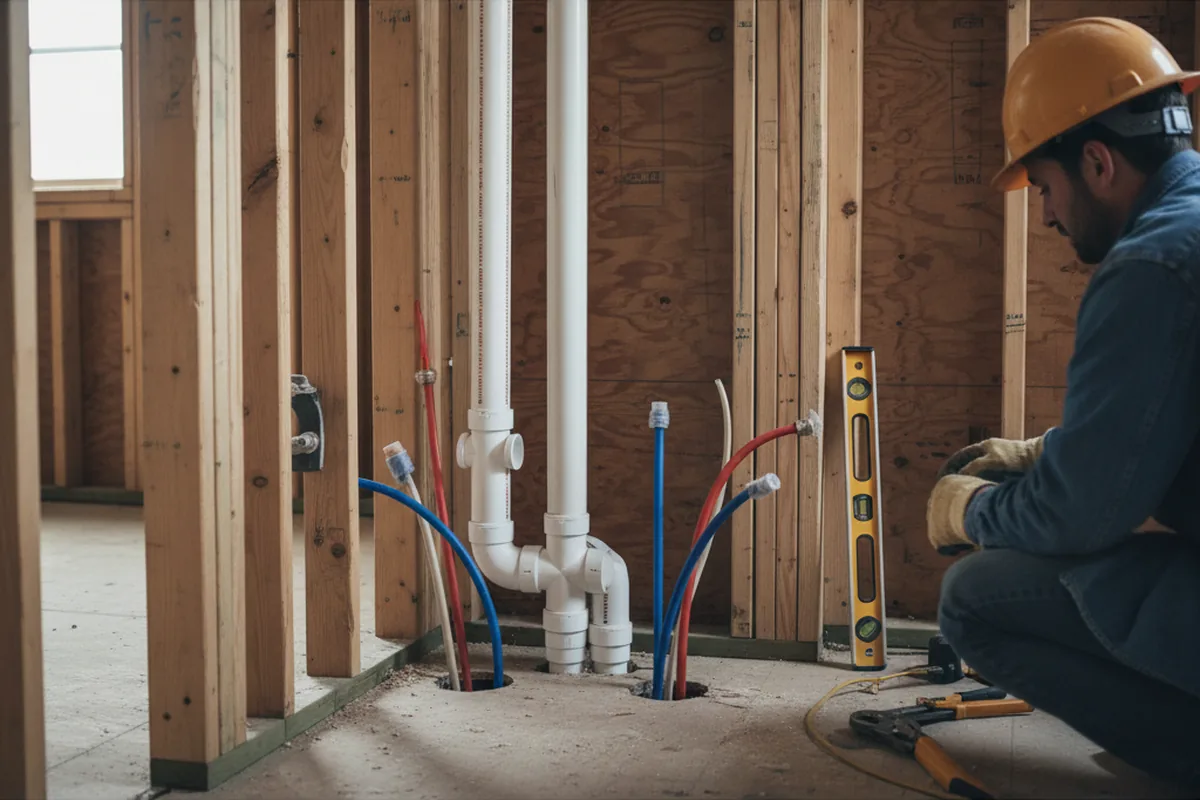 Drain and supply rough-in during Garbage Disposal Repair in Asheville
